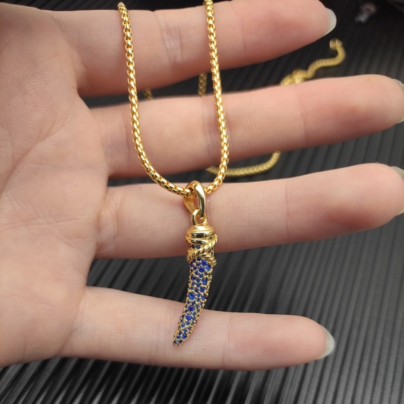 David Yurman Sapphire Tusk Necklace 2mm Chain 45+5cm